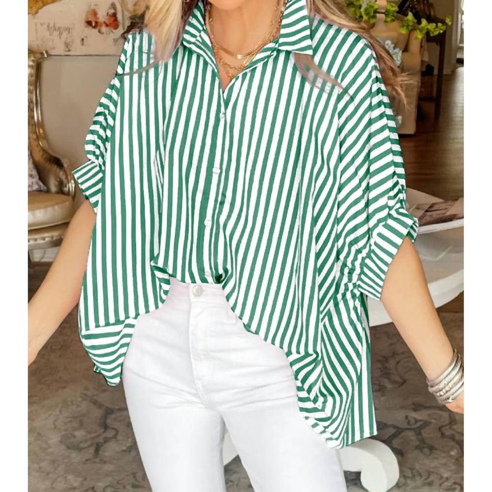 NEW SHEWIN dolman stripe top in green